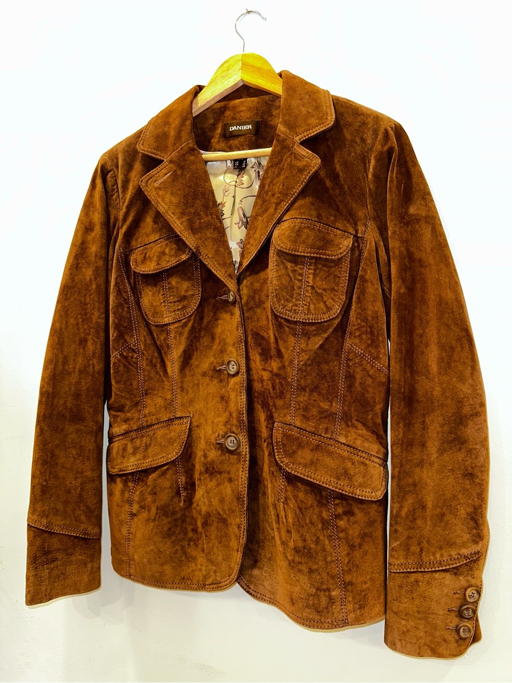 Danier Chestnut Brown Suede Button-Front Jacket